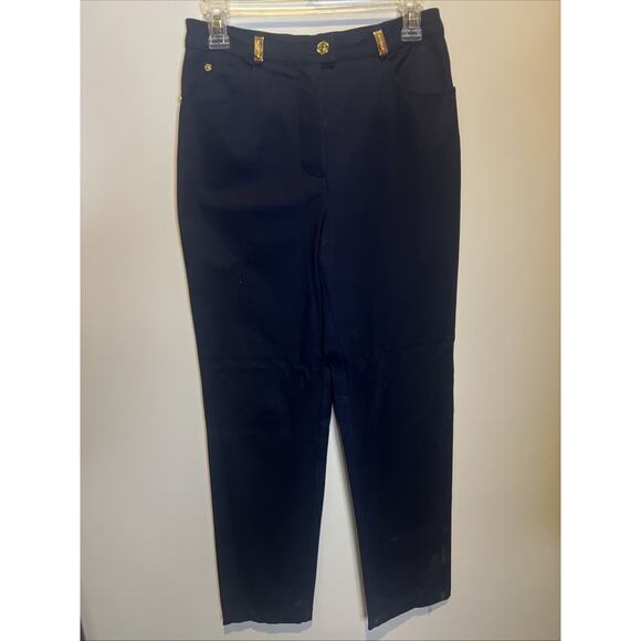St. John Sport By Marie Gray Straight Leg Black Pants Sz 4 - Picture 1 of 8